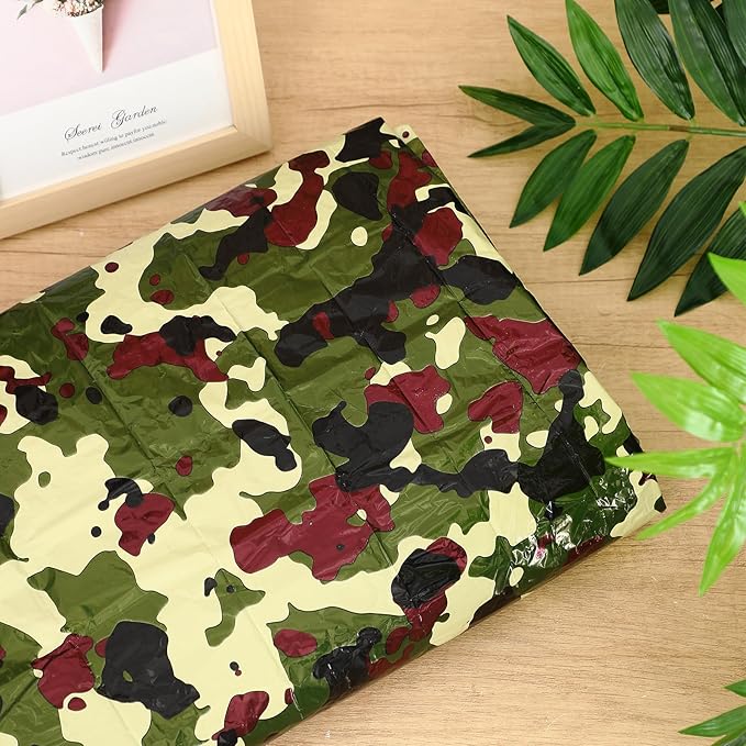 Preboun 20 Pcs Emergency Sleeping Bag Portable Lightweight Survival Bag Thermal Bivy Sack Waterproof Emergency Blanket Survival Gear for Outdoor Camping Hiking Homeless People Shelter (Camouflage)