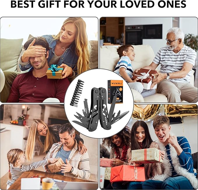 26-in-1 Multitool,Professional Stainless Steel Multi Tools ,Multitool Pliers Pliers Pocket Knife with Heavy Duty Screwdriver Sleeve, Replaceable Bits Multitools for Outdoor, (black)