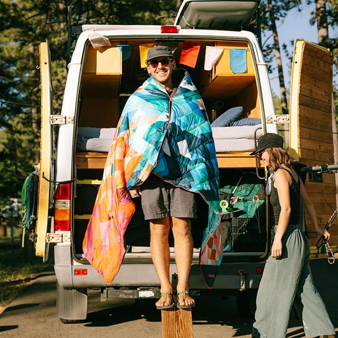 Rumpl Original Puffy Blanket - Warm, Water-Resistant Camping Blanket with 100% Recycled Synthetic Insulation, 52"x75", Original Puffy V2, Olympic Fog