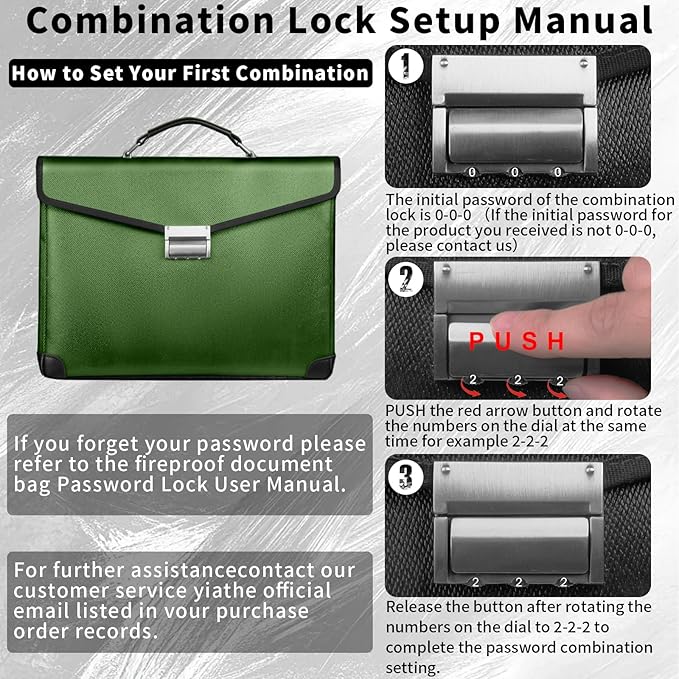 Fireproof Document Bag 14.5"X11"X2.5" Fireproof Money Bag for Cash With Lock and Zipper,Fire&Waterproof Storage Organizer Pouch for Valuables,Legal Document,Laptop,Passport,(Green)