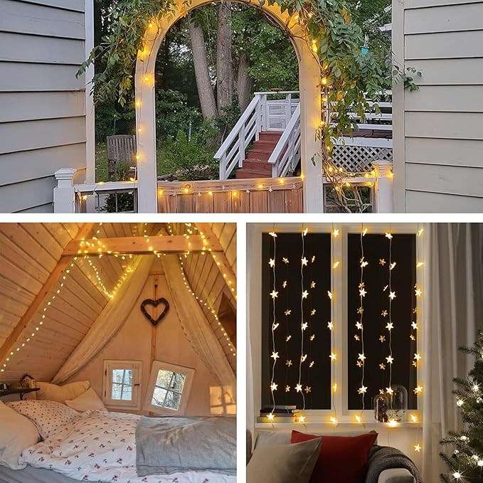 Star String Lights 360 LED 132FT, 8 Modes Plug in Star Fairy Lights with Timer & Memory, Indoor Outdoor Star Christmas Lights for Birthday Party Bedroom Wedding Home Classroom Decor Macaron Colors