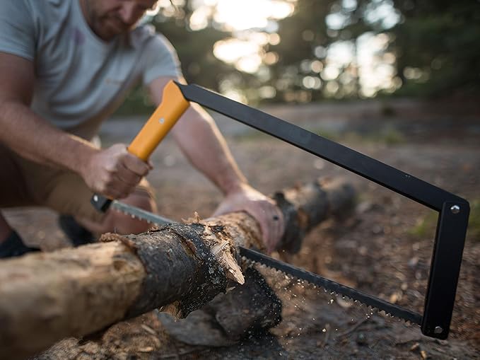 AGAWA - BOREAL24 Tripper Kit - 24 Inch Folding Bow Saw, 24" Rugged Cordura Sheath, Additional 24" Aggressive Blade (Black Frame - Yellow Handle)