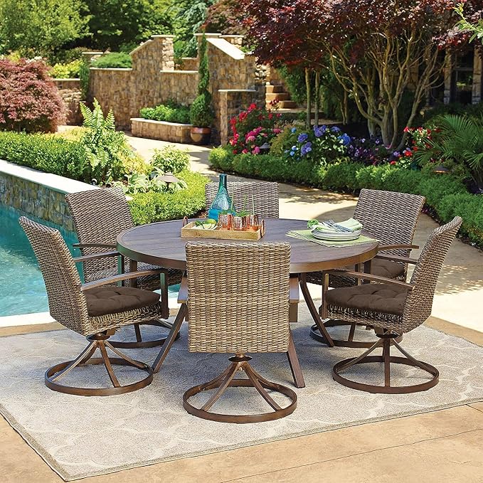 RACE LEAF Patio Chair Cushions 19x19 4 Pack, Thickened Heavy Duty Outdoor Cushions Stain & Water Resistant Non-Slip Ties Tufted (Brown)