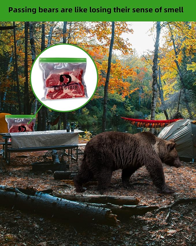 Reusable Odor Proof Storage Bags - 12x20 Inch Double Seal Odor Barrier Bags for Backpacking, Camping and Household, Lock in Odors, Keep Contents Fresh and Waterproof, 4 Pack