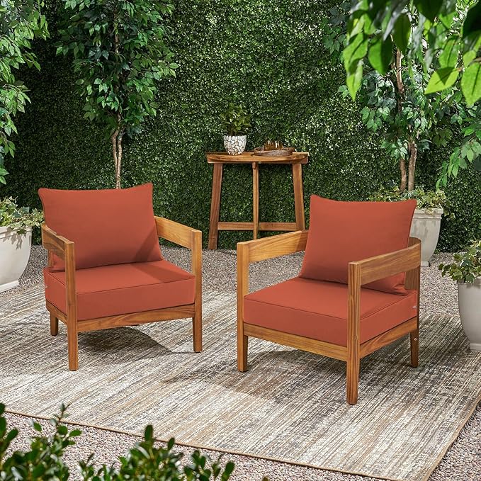 Favoyard Outdoor Seat Cushion Set 24 x 24 Inch Waterproof & Fade Resistant Patio Furniture Cushions with Removable Cover Deep Seat & Back Cushion with Handle and Adjustable Straps for Chair Sofa Couch