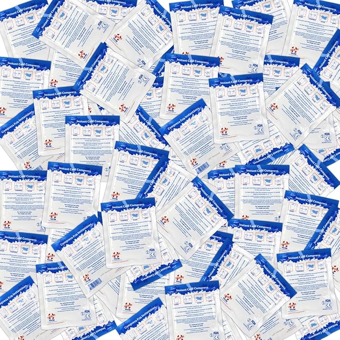 Case of 125 Instant Cold Packs, 5" x 6" (4" x 5" Cold Area) - Disposable Cold Compresses - No pre-Chilling Required for Quick, Effective First aid Treatment & Relief of Aches, Pains, Bumps & Bruises