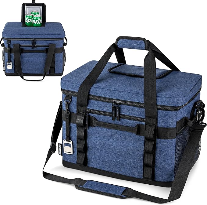 OPUX Cooler Bag, 60 Cans Insulated Soft Collapsible Portable Cooler, Soft Sided Leakproof Cooler for Beach Camping with Shoulder Strap, Ice Chest for Travel Road Trip Picnic, Navy Blue