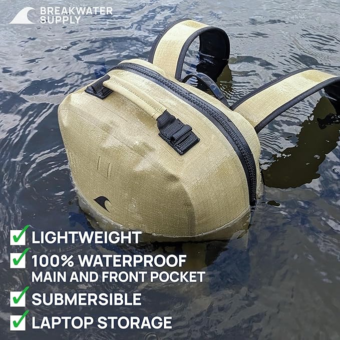 Breakwater Supply™ Waterproof IP68 Submersible Backpack with Airtight Zippers | Laptop Travel Outdoors | Fogland 25L 20L 15L