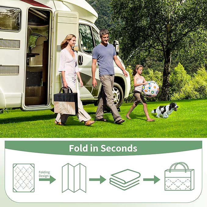 GENIMO Outdoor Rug 6' x 9' Waterproof for Patios Clearance, Reversible Outdoor Plastic Straw Camping Rug Carpet, Large Area Rugs Mats for RV, Camper, Deck, Balcony, Porch, Beach, Picnic, Brown&Beige