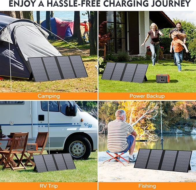 ENGINSTAR 60W Foldable Solar Panel Charger with 18V DC Outlet for Portable Power Stations EnginStar/Jackery/Rockpals/Flashfish, Portable Solar Generator with QC 3.0 for Outdoor Camping Van RV Trip
