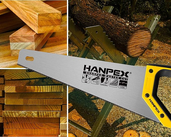14" Pro Hand Saw, 11 TPI Fine-Cut Handsaw - Sharp Manual Saw Idea for Cutting Wood, Sawing, Gardening, Trimming, Plastic Pipe, Drywall