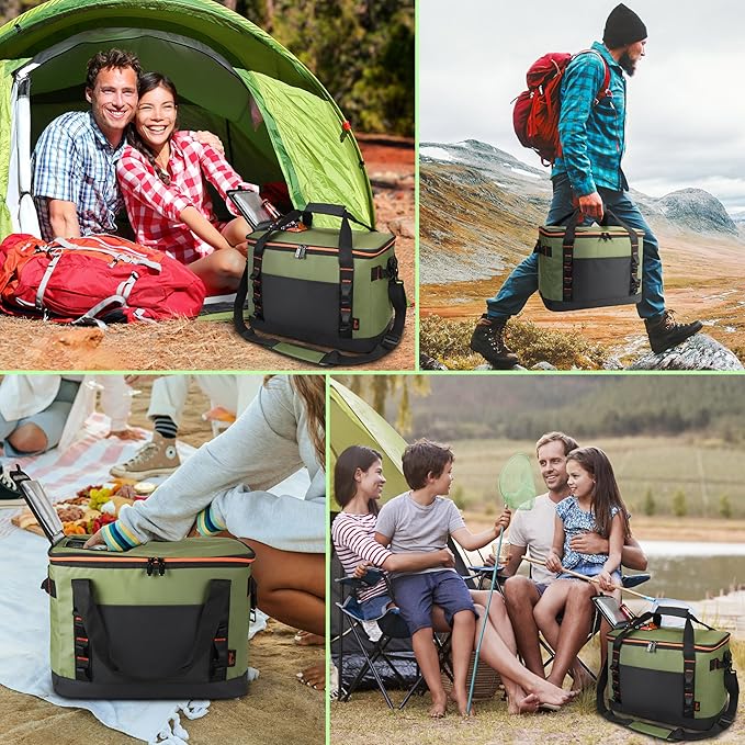 Tirrinia Large Cooler Bag Insulated, 48 Cans Leakproof Soft Camping Coolers, Portable Beach Cooler with Shoulder Strap for Picnic, Beach, Travel Road Trip