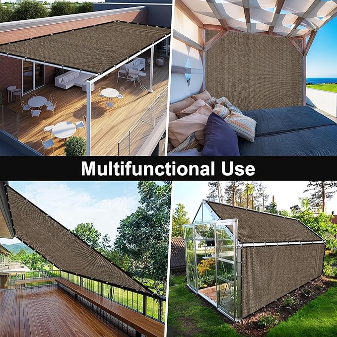 Artpuch 90% Sun Shade Cloth, 4 x 16 FT Pergola Shade Cover Canopy with Grommets, Sun Screen Fabric Tarp for Patio, Outdoor, Garden, Backyard, Mocha