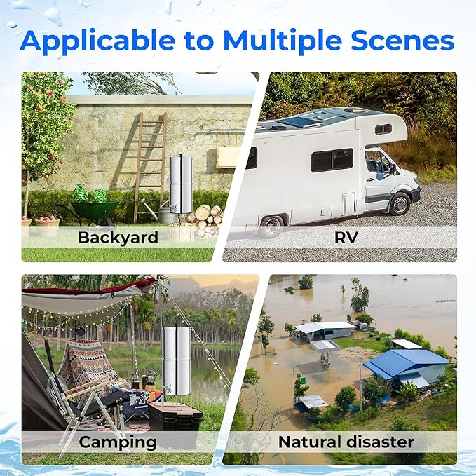 Waterdrop Gravity-fed Water Filter System, NSF/ANSI 42&372 Standard, Reduces Fluoride and up to 99% of Chlorine, with 4 Filters and Metal Spigot, King Tank Series, WD-TK-A-FS, 2.25G
