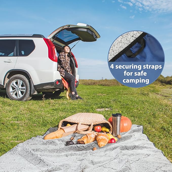 Tirrinia Waterproof Outdoor Blanket with Sherpa Lining, Windproof Triple Layers Warm Comfy Foldable for Camping Stadium, Beach, Picnic, Grass, Concerts, Car, Dog, 51''X 59'' & 59''X 80''