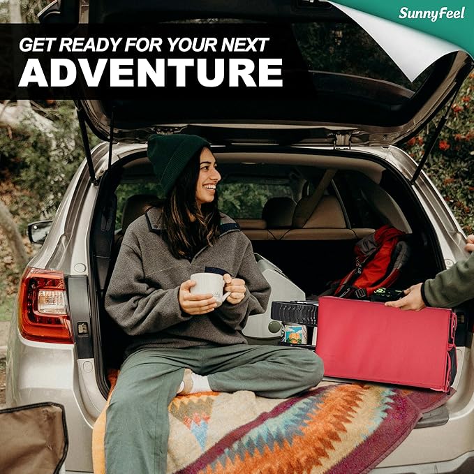 SunnyFeel Heavy Duty Collapsible Outdoor Utility Wagon Cart 400LB Capacity Adjustable Handlebar,Foldable Beach Wheels Stable Durable Oxford Fabric for Shopping Garden Camping (Black & Red)