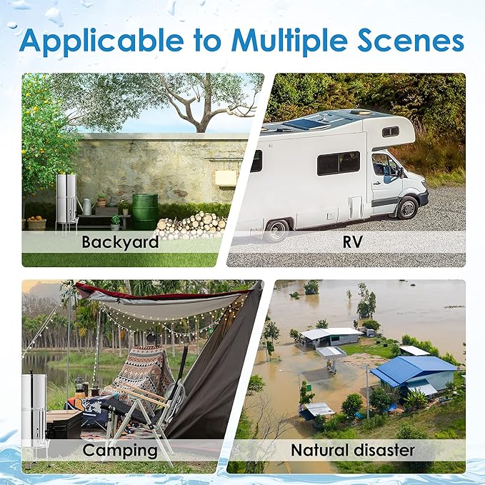 Waterdrop Gravity-fed Water Filter System, 2.25G Stainless-Steel System with 4 Filters, Metal Water Level Spigot and Stand, NSF/ANSI 42&372 Standard, Reduces Chlorine-King Tank for Emergencies