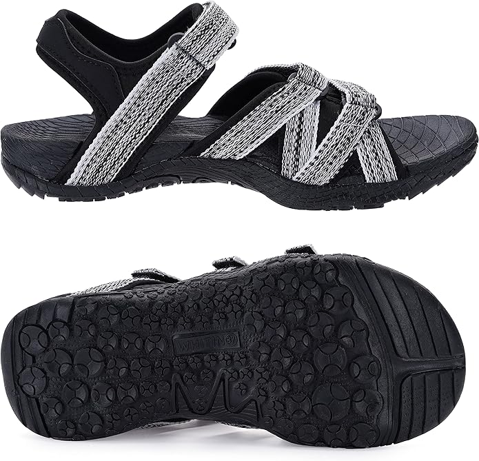 WHITIN Women’s Hiking Sandals with Arch Support | Adjustable Hook and Loop Straps | Durable Sport Sandals for Outdoor Adventure