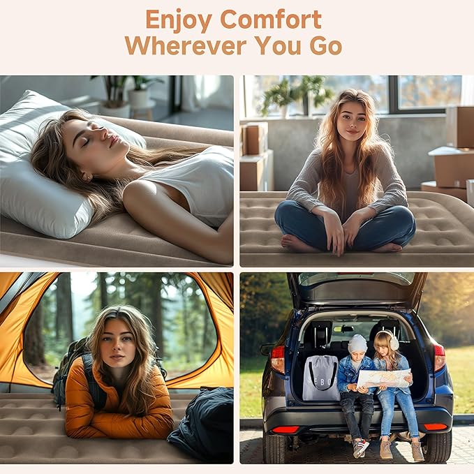 Air Mattress Twin with Built-in Pump 18", Comfortable Self-Inflating Air Mattress with High-Speed Pump, Durable Blow Up Mattress Twin with Storage Bag for Guests, Camping, Travel