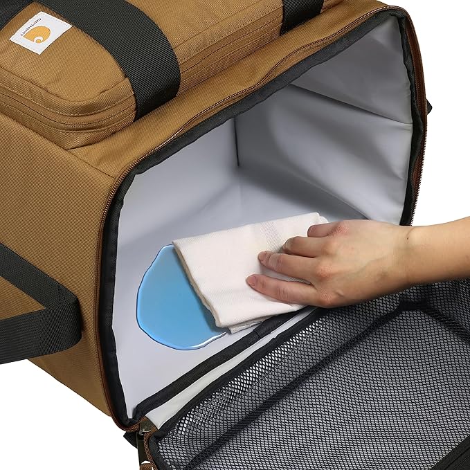 Carhartt Insulated Two Compartment Cooler, Durable Water Repellent Material W/Front Zippered Pocket for Camping, Beach & Travel