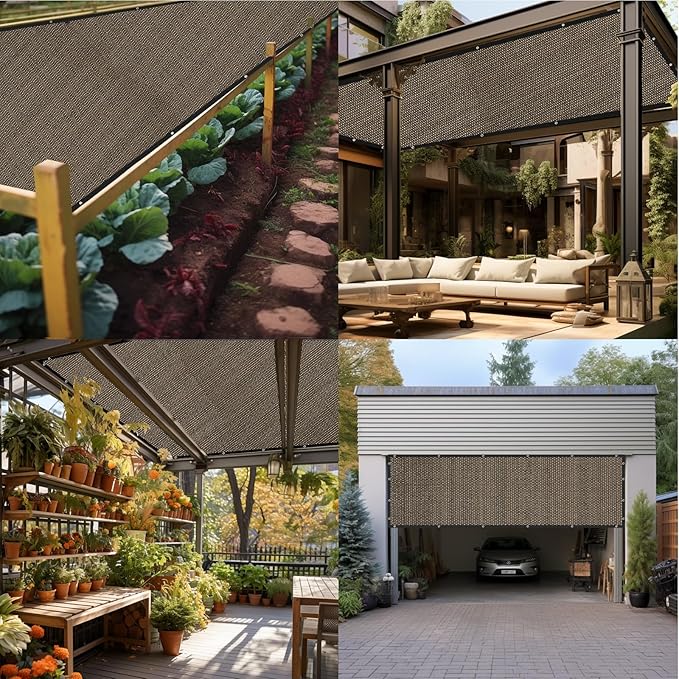 Artpuch 90% Sun Shade Cloth, 6 x 20 FT Pergola Shade Cover Canopy with Grommets, Sun Screen Fabric Tarp for Patio, Outdoor, Garden, Backyard, Mocha