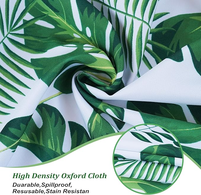 SquarePie Outdoor Tablecloth with Umbrella Hole and Zipper Rectangle Waterproof Table Cloth Decorative Patio Table Cover for Courtyards Picnic Garden Party, 52x70 Palm Leaf