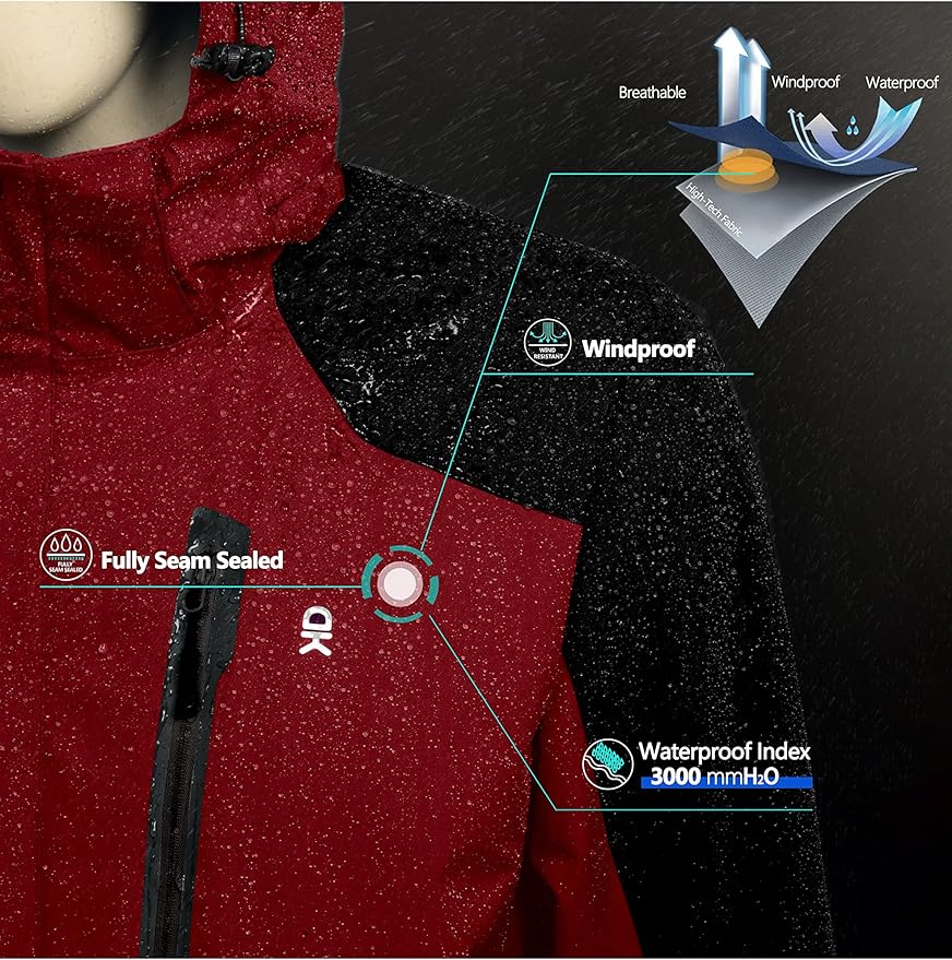 Little Donkey Andy Men's Waterproof Rain Jacket Outdoor Lightweight Hooded Raincoat for Hiking Golf Travel Fishing