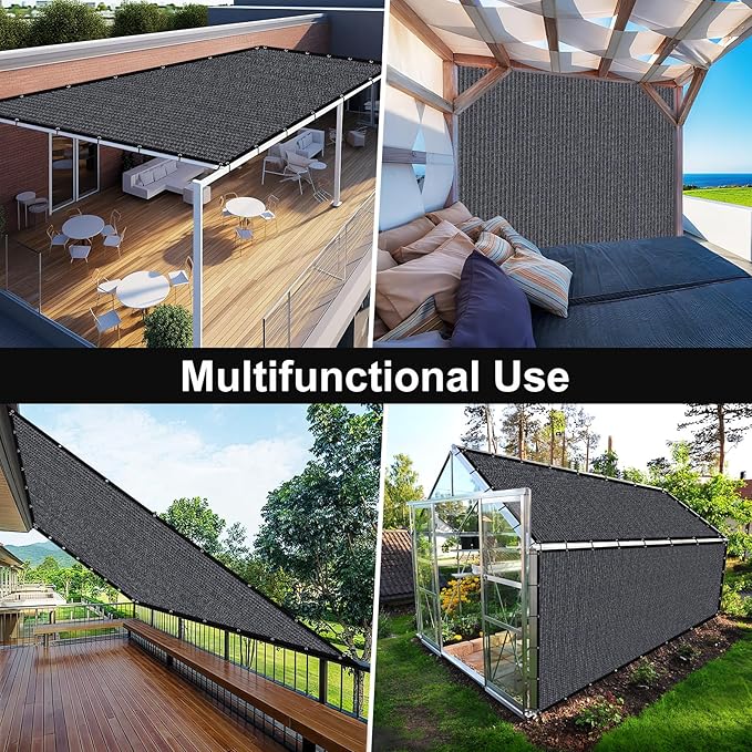 Artpuch 90% Sun Shade Cloth, 10 x 16 FT Pergola Shade Cover Canopy with Grommets, Sun Screen Fabric Tarp for Patio, Outdoor, Garden, Backyard, Blue Grey