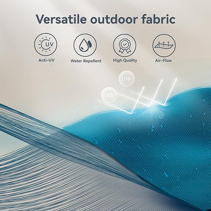 PHI VILLA 10ft Outdoor Patio Umbrellas for Outside, 3 Tier Vented Market Table Umbrella Windproof for Backyard, Deck, Garden, 1.5" Pole, Cyan(No Base)