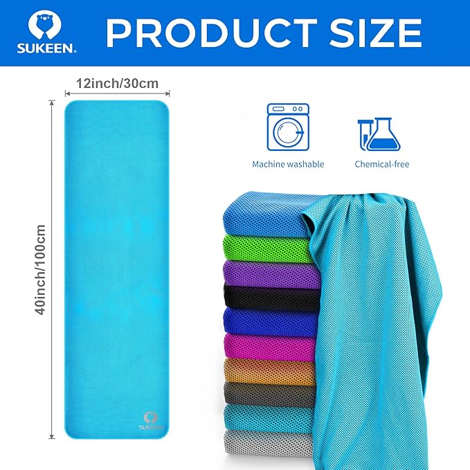 Sukeen Cooling Towel for Neck and Face (40"x12"),Ice Towel,Soft Breathable Chilly Towel,Microfiber Towel for Yoga,Sport,Running,Gym,Workout,Camping,Fitness,Workout & More Activities…