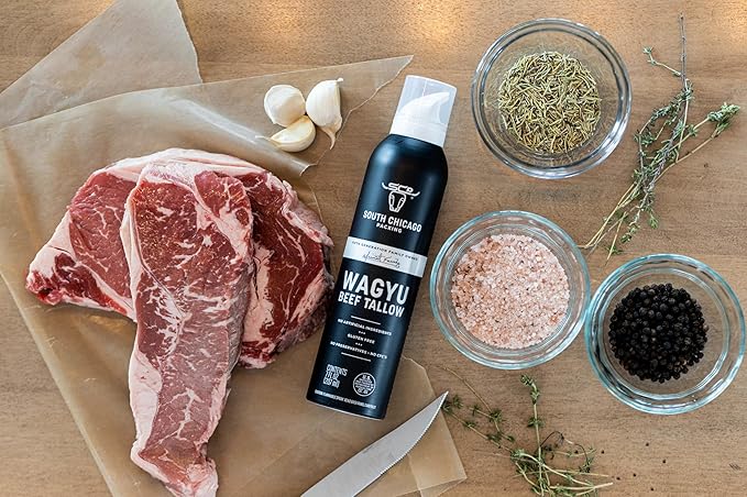 South Chicago Packing Wagyu Beef Tallow Spray, Umami-Rich, Flavorful, Perfect for Sauteing, Stir-frying and Grilling, Nonstick Cooking Oil, 7 Fl Oz