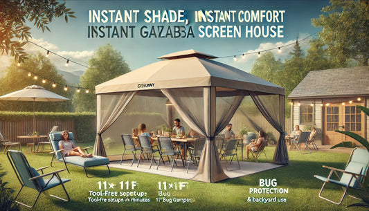 Instant Shade, Instant Comfort: Outsunny 11×11 ft Pop-Up Gazebo Screen House