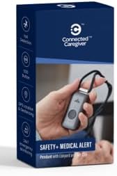 Safety+ 4G Medical Alert System: Fall Detection, GPS Location, 24/7 Monitoring, Mobile Caregiver App, Small, Lightweight-Call to Activate Wireless Call Button, Personal Safety, Wearable Panic Button