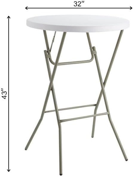 Commercial Round Bar Height Folding Table - Heavy-Duty White Plastic for Parties, Banquets, and Events - Perfect for Indoor/Outdoor Use (32 inches, 10 Units)