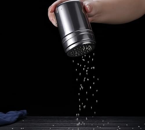 2 PCS Stainless Steel Spice Shakers Salt Sugar Spice Pepper Shaker Seasoning Cans For Kitchen Cooking and Outdoor Barbecue(5 oz)