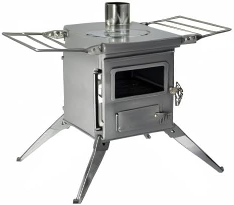 Winnerwell Nomad View 1G M Size Wood Burning Tent Stove, Stainless Steel Portable Cook Camping Stove with Glass Windows and Folding Legs for Hot Tent, Teepee, or Outdoor Shelter Use