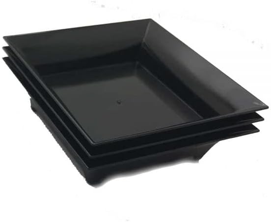 48 Pack Tiny Square Black Plastic Tray Mini Appetizer Plates for Party Mini Serving Tray Small Appetizer Serving Sauce Dish Black Disposable Dessert Plates for Events CMJJ