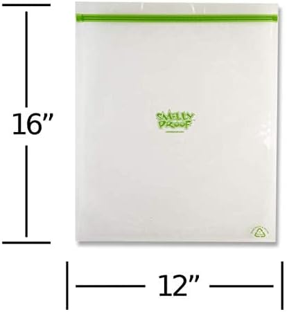 Smelly Proof Reusable Storage Bags for Food Bags - MADE IN USA, Easy Clean, Dishwasher-Safe, BPA FREE, NO PEVA, XXL 3-mil 2-Gallon Thick Bags, Extra Large Clear FLAT 12" x 16" 15-Pack