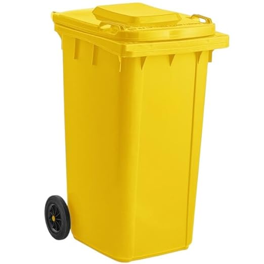 PRO&Family Wheeled Outdoor Trash Can Garbage Can Garage Trash Can for Restaurants/Hospitals/Offices/Back of House/Warehouses/Home (Yellow, 50 Gallon)