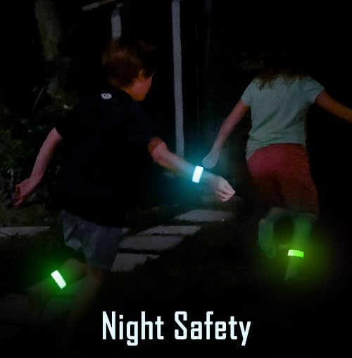 Dilabnba 6PCS Led Light Up Slap Wristband for Running Night Safety, Glow in The Dark Slap Bracelets Arm Band Reflective Strips for Cycling Walking Concert Camping Party