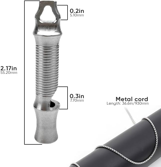 Titanium Emergency Whistle Cylinder Pendant Necklace for Men and Women – Compact, Lightweight, and Durable Emergency Whistle with High Decibel Output for Outdoor Adventures & Safety