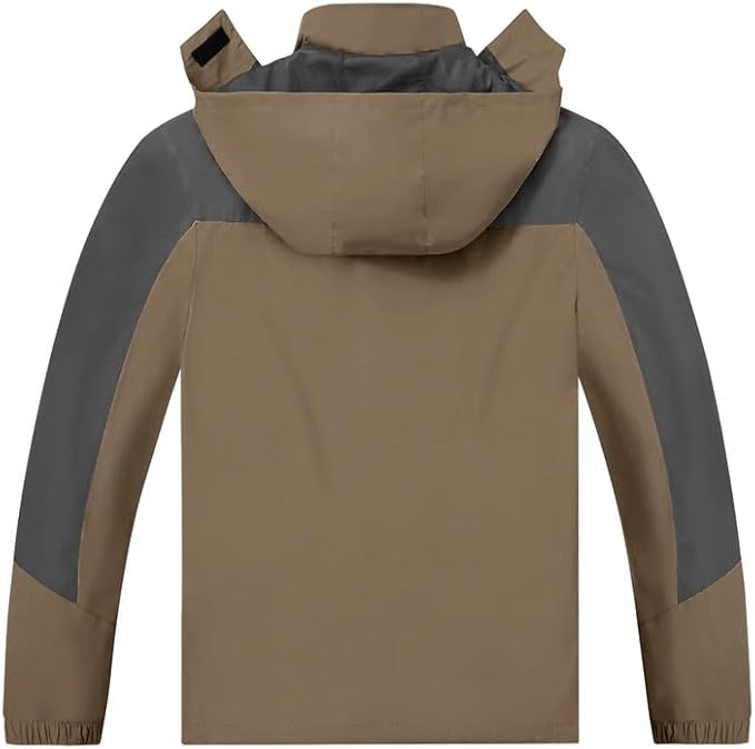 TEZO Mens Rain Jacket Waterproof with Hooded Hiking Coat Lightweight Windbreaker