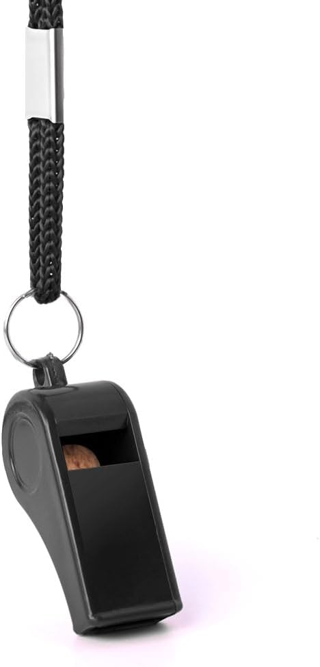 24 Pack 120dB Loud Referee Whistles with Lanyards – Heavy-Duty Black Sports Whistles for Coaches, Referees, and Team Events
