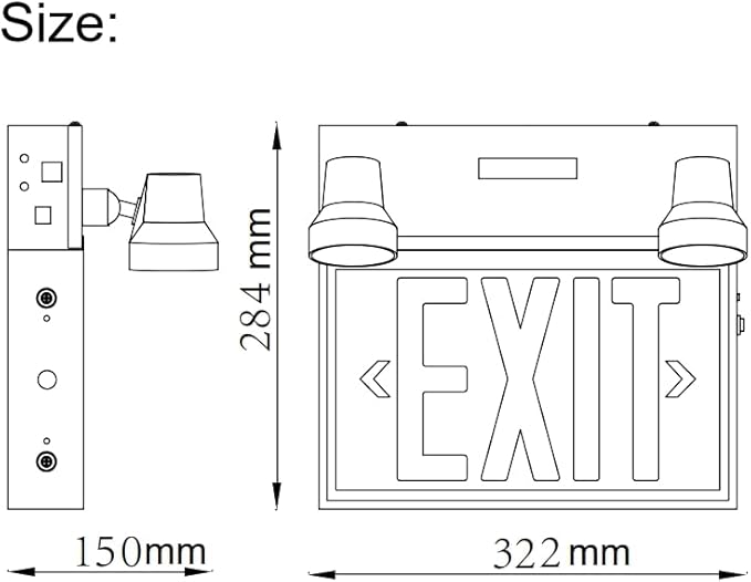 TANLUX Steel Exit Sign with Remote Capabilities, 36 Watt Battery Pack, AC 120-347V Input, Commercial Battery Unit Emergency Lights with 2 by 2 watts Head, Up To 4 Hours Emergency Duration Time