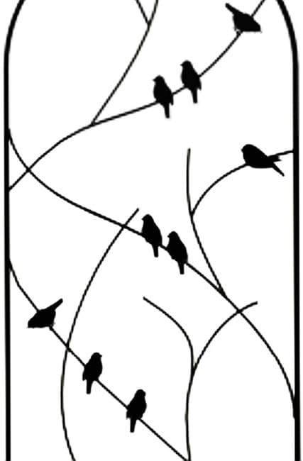 Panacea Perching Birds Metal Trellises, Black, 72" H, Pack of 5 – Powder Coated Garden Trellis with Bird Accents – Arch Top Plant Supports for Climbing Plants, Outdoor Decorative Lattice