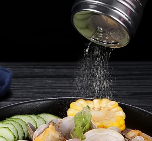 2 PCS Stainless Steel Spice Shakers Salt Sugar Spice Pepper Shaker Seasoning Cans For Kitchen Cooking and Outdoor Barbecue(5 oz)