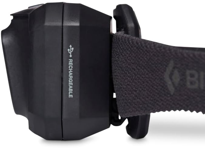 BLACK DIAMOND Storm 500-R Rechargeable LED Headlamp, Waterproof and Dimmable for Camping, Hiking, Running, Hunting, Work with Red Light Headlamp Mode, Black