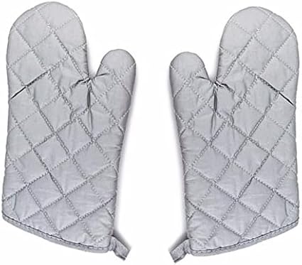 13 Inch Heat Resistant Oven Gloves New Cotton Oven Mitts Kitchen Gloves High Temperature Cooking Tool BBQ Gloves (13" Silver, 13 Inch)