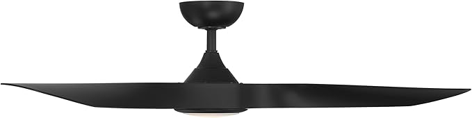 WAC Smart Fans Swirl Indoor and Outdoor 3-Blade Smart Home Ceiling Fan 54in Matte Black with 3000K LED Light Kit and Remote Control works with Alexa and iOS or Android App