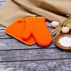 Oven Mitts Orange, Orange Oven Mitts and Pot Holders Set, Heat Resistant Oven Mit Gloves Hot Pads for Kitchen Cooking Grill, 4 Piece Set
